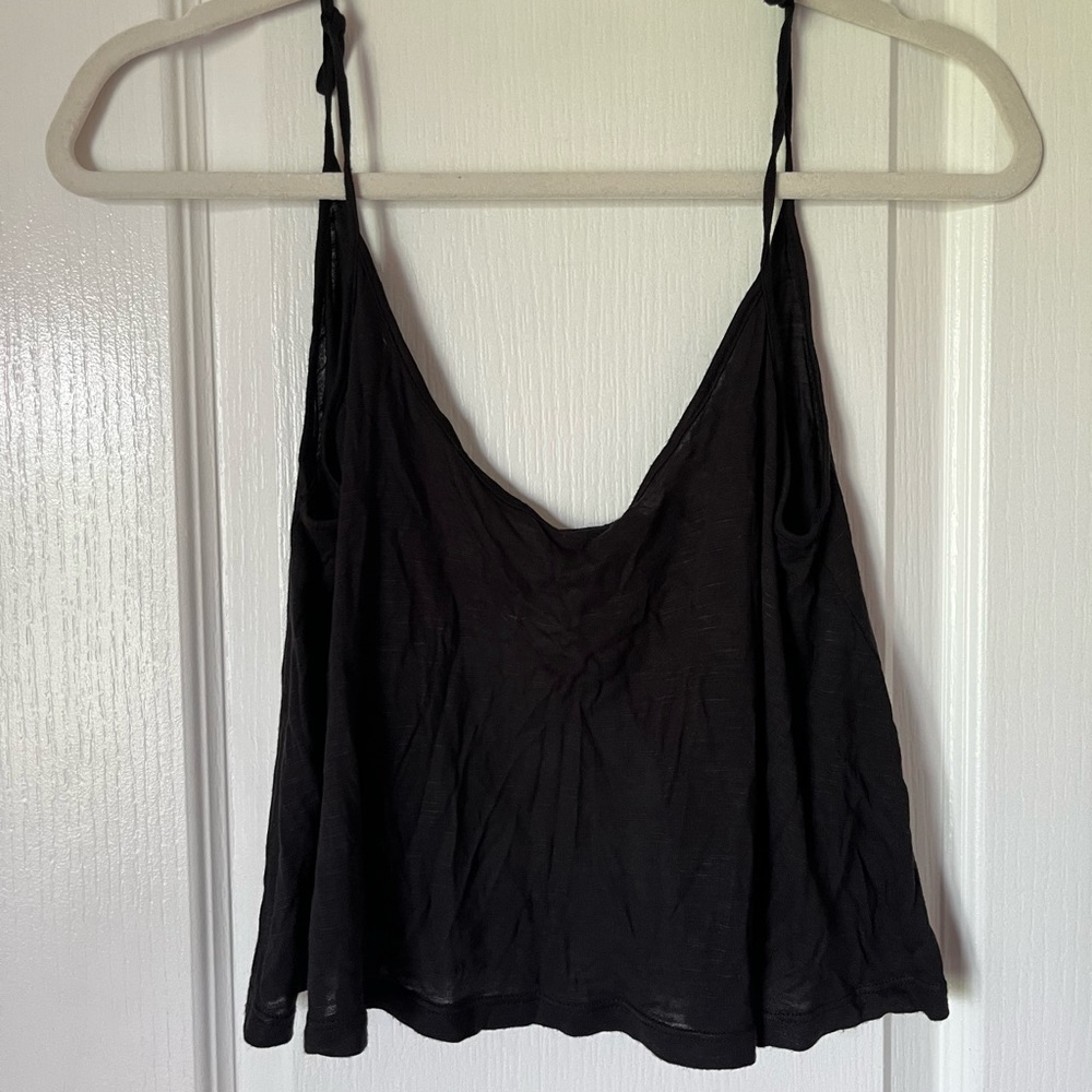 Black Flowy Charolette Russe Crop Top with Open Back